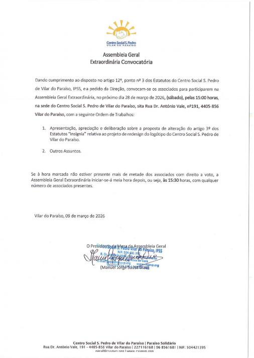 Convocatória Assembleia Geral Extraordinária